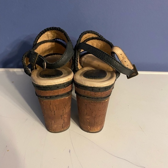 Fossil Bohemian Natural Black Leather Cork Heel Platform Sandal Size 6 - Picture 5 of 8